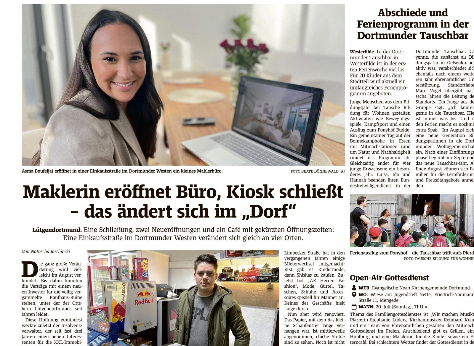 Ruhr Nachrichten Artikel zur Eröffnung des ImmobilienLiebe Maklerbüros in Lütgendortmund